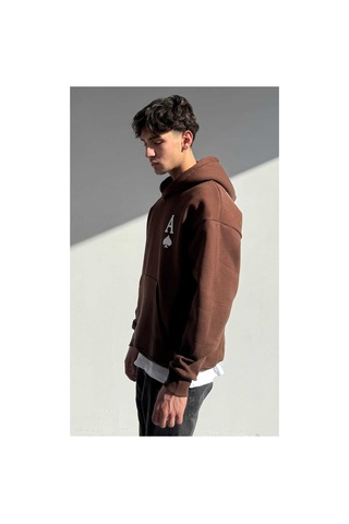 Zaee A Baskılı Oversize Premium Sweatshirt Kahverengi