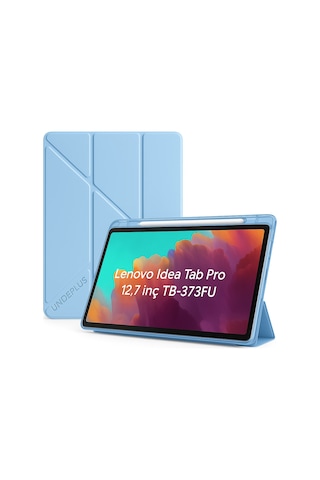 Lenovo Idea Tab Pro 12.7inç Tb-373fu Kılıf Kalem Bölmeli Trifolding Case Kılıf