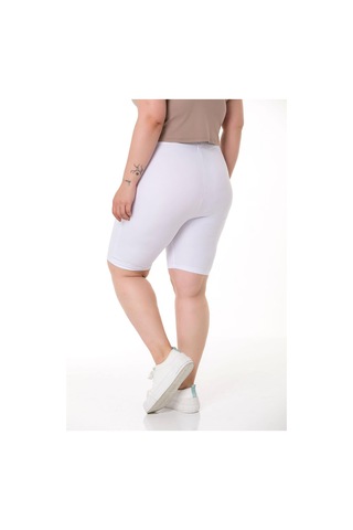 Büyük Beden Beli Lastikli Diz Üstü Beyaz Bayan Tayt-beyaz Beyaz