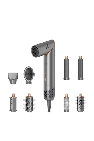 Veryfit 8 In 1 Hava Üflemeli Saç Düzleştirici Şekillendirici Comp Gri