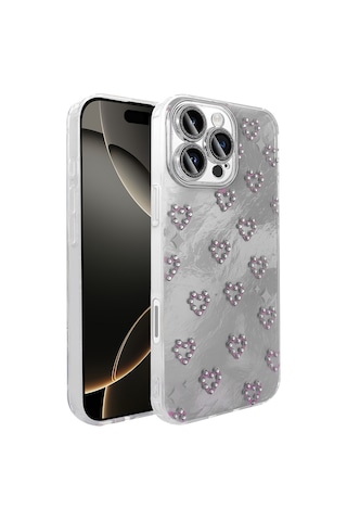 Apple Uyumlu iPhone 16 Pro Max Kılıf Kamera Korumalı Figürlü Zore Ponti Silikon Kapak Beyaz