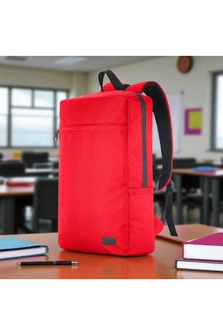 Classone Mila Pr-ek102 15,6' Su Geçirmez Kumaş Fermuar Okul Sırt Çantası Kirmizi