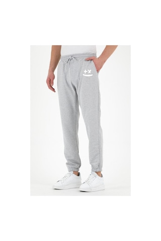 Blackjack Giyim Unisex Bad Smile Baskılı Açık Gri Jogger Açık Gri 3