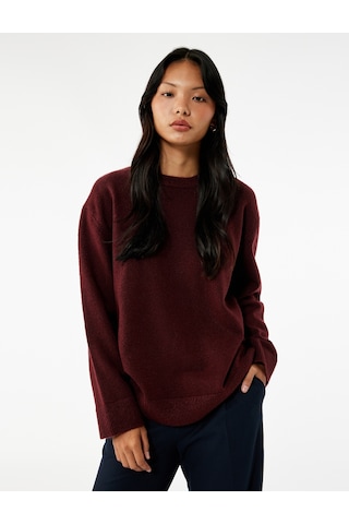 Koton Uzun Kollu Bisiklet Yaka Basic Triko Kazak Bordo 6wal90130ht Bordo