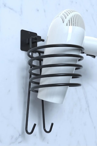 Yapışkanlı Siyah 7'li Banyo Seti Uzun Havluluk Rulo Havluluk Tuvalet Kağıtlık Siyah