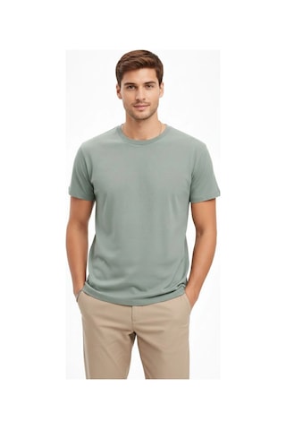 Barlashive Erkek Bisiklet Yaka Yazlık Kısa Kol Düz Tişört Regular Kalıp T-shirt - Mint Yeşili Çok Renkli