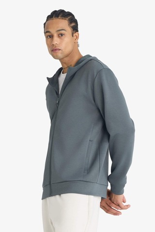 Defacto Standart Fıt Kapüşonlu Fermuarlı Sweatshirt F9377AX26SP