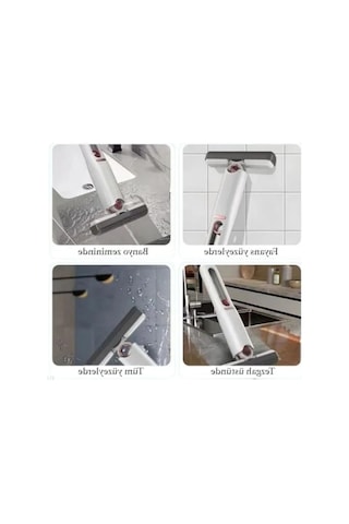 Ergonomik Tasarımlı Sıkmalı Mini Mop - Beyaz Ve Kırmızı, Tek Elle Kullanım Açık Bej