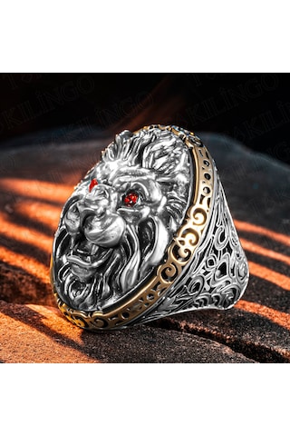 Takılingo 925 Ayar Gümüş Büyük Boy 3d Aslan Motifli Koleksiyonluk Erkek Yüzük Gümüş