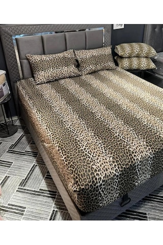 Totem Desenli Lastikli Çarşaf Seti - Tek/ Çift/ Battal Boy Kahverengi