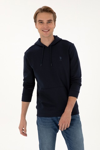 U.S. Polo Assn. Erkek Regular Fit Kapüşonlu Lacivert Basic Sweatshirt 50313720-VR033