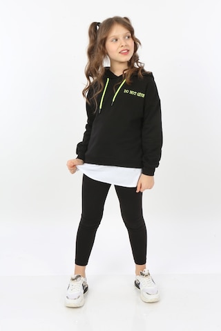 Toontoy Kız Çocuk Do Not Give Up Nakışlı Sweatshirt Siyah