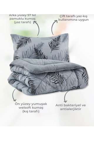 Çift Kişilik Welsoft Desenli Yorgan 195x215 & 2 Adet Yastık Kılıf