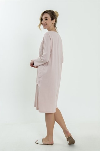 Magic Form 62108 Kadın Pudra Brodeli Penye Uzun Kollu Hamile Lohusa Gecelik