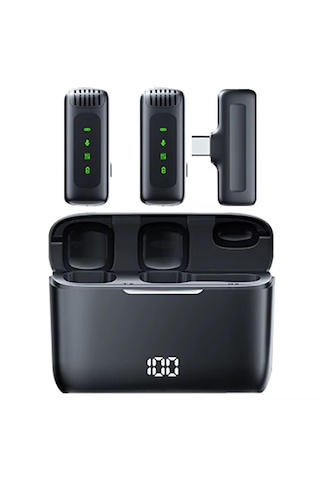 Type-c Uyumlu Yeni Kablosuz Yaka Mikrofonu Taşınabilir Şarj Kutus