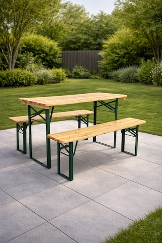 Ayakları Katlanır Ahşap Bahçe Masası-bank Seti 110x70 78 Cm Ahşap
