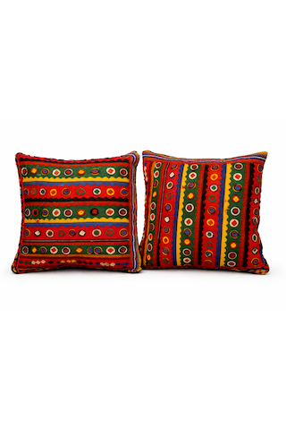 2 Li Set Antika Kilim Kumaş Boho Dekoratif Kırlent Yastık Seti ,2 Li İçi Dolgulu Etnik Otantik El Yapımı Rengarenk