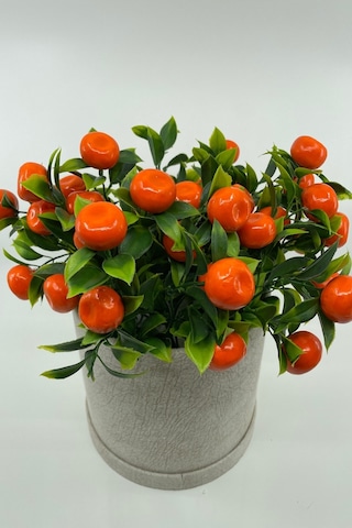 Kadife Silindir Kutuda Yapay Mandalina Ağacı Turuncu-beyaz