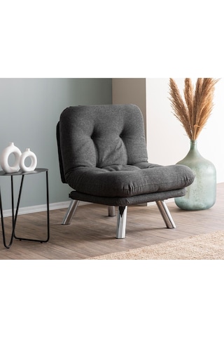 Pafu Hippo Tekli Yataklı Koltuk Keten - Koyu Gri Koyu Gri