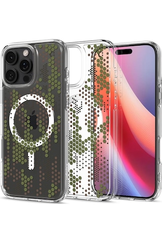 Spigen Apple Uyumlu iPhone 16 Pro Max İle Kılıf Ultra Hybrid Magfit Magsafe Özellikli Digital Camo Şeffaf