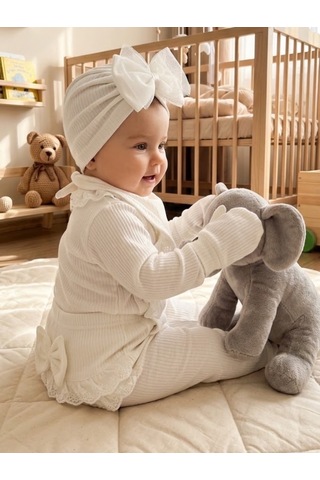 Zıpır Bebe 5li Kız Bebek Set Beyaz