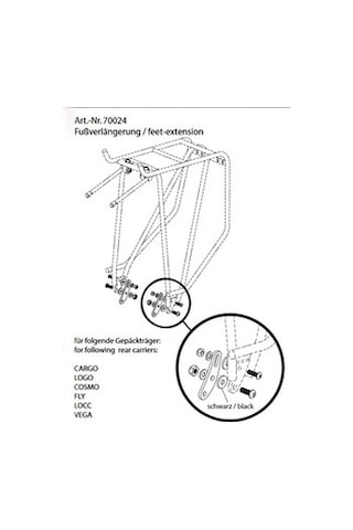 Tubus Tb-70024 Disk Frenli Bisiklete Arka Bagaj Montaj Adaptörü Uzatma Parçası Siyah