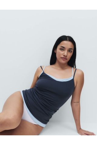 Marks & Spencer 3'lü Pamuk Karışımlı İnce Askılı Atlet T32004532 Mavi