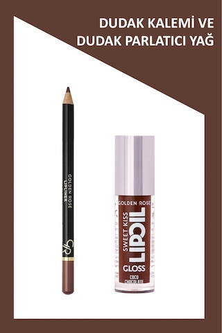 Sweet Kiss Meyveli Dudak Parlatıcı No:06 & Golden Rose Lipliner No: 223 Makyaj Seti