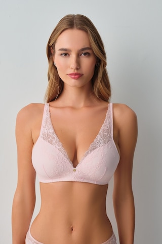 Suwen Floral Soft Dantelli Balensiz Yarı Destekli Bralet Sütyen Wsl10110192077 Pembe