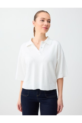 Jimmy Key Jimmy Key Beyaz Rahat Kesim Polo Yaka Dirsek Kol Triko Bluz 6sw035443100