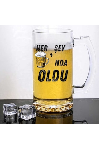 "her Şey Biranda Oldu Tasarım Bira Bardağı Mizahi Hediyelik Cam Bira Bardağı"
