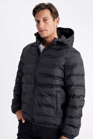 DeFacto Su İtici Şişme Mont Slim Fit Dar Kesim Kapüşonlu Fermuarlı Cepli D1185AX24WNBK27
