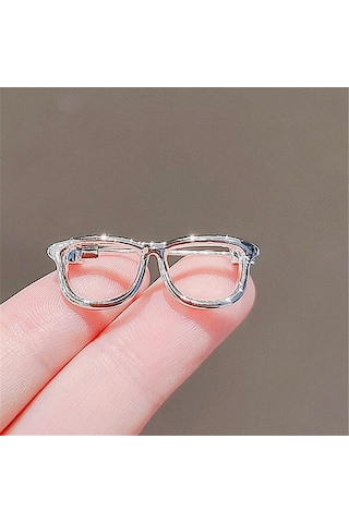 Gümüş Küçük Gözlük Broş Rozet Giyim Aksesuarları Takı Broş