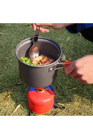 Ulzyvf Yürüyüşü, Tencereleri, Spork Sırt Seyahat Seti Pişirme Pikniği Ocaklı Mutfak Mekan Katlanabilir Kamp, Kamp İçin Gümüş Eşyası Dış Dağ Çantası Bez, Ot Gümüş Gümüş