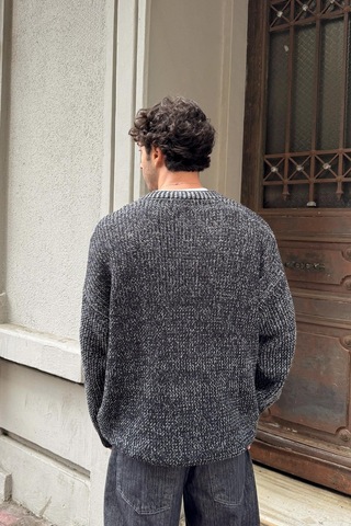 Flaw Örgü Model Triko Kazak Siyah-28497 Siyah