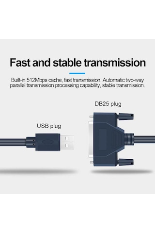 Usb Lpt Yazıcı Dnüştürücü Kablosu 1 Metre