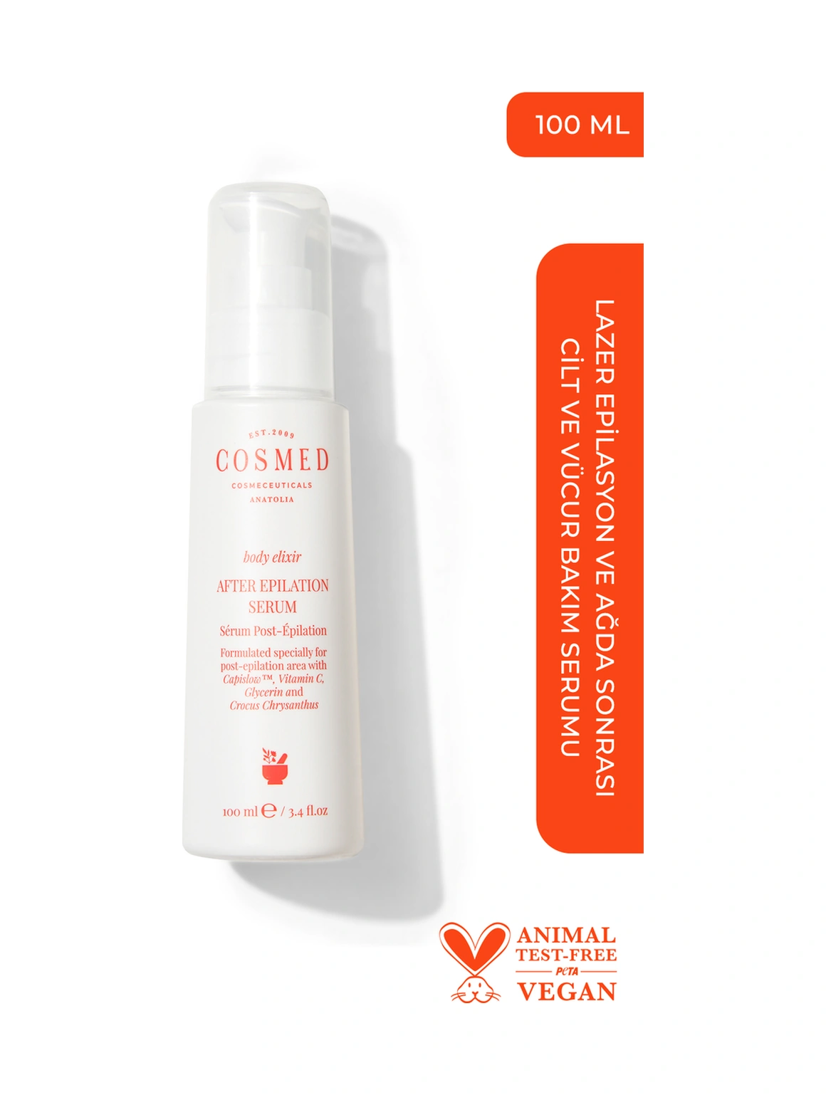 Cosmed Lazer Epilasyon ve Ağda Sonrası Cilt ve Vücut Bakım Serumu - After Epilation Serum - 100 ml