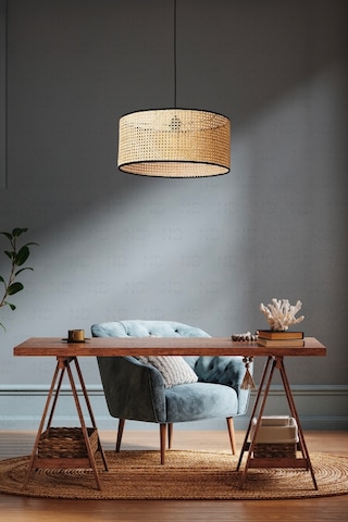 Hazeran Avize 30cm- Iskandinav, Modern, Bohem, Rattan Avize, Aydı Bambu