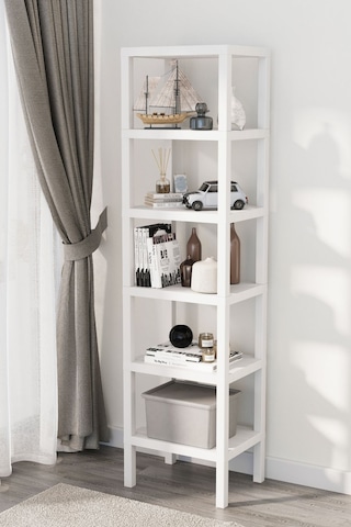 6 Katlı Dikey Raf Düzenleyici Plastik Raf Ünitesi Beyaz, Kitaplık, Banyo, Mutfak Rafı, Beyaz Beyaz