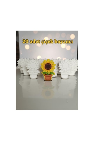 Çicek 20'li Çiçek Ahşap Oyuncak Aktivite Karne Hediyesi Yaz Okulu Kreş Anaokulu Etkinlik Ayçiçeği