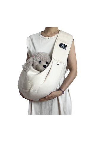 Hangfox Kedi Köpek Taşıma Çantası, Tek Omuzlu斜挎, Taşınabilir, Ayarlanabilir Askı, 13 Lbs'a Kadar, Dayanıklı Polyester Pamuk, Bej Rengi