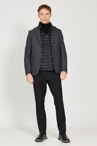 AC&Co / Altınyıldız Classics Erkek Slim Fit Dar Kesim Kırlangıç Yaka Desenli Yünlü Ceket Antrasit
