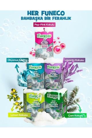 Funeco Pop Pınk Klozet Tuvalet Wc Temizleyici, Avantajlı Set, 2 Kutu, 8 Paket Aktif Köpüklü, Ekolojik