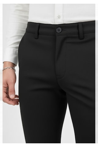 Deepsea Erkek Siyah Modern Fit Likralı Kumaş Pantolon Günlük & Ofis Kullanımı 2602020 Siyah
