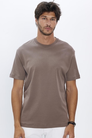 Tudors Unisex Relax Fit Rahat Kesim Pamuk Yumuşak Dokulu Basic Kahverengi Bisiklet Yaka Tişört-31719-kahverengi Kahverengi