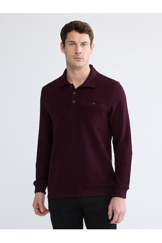 Lcwaıkıkı Classic Bordo Polo Yaka Erkek Sweatshirt