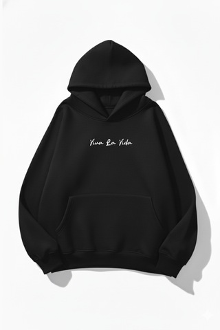 Uyguntarz Unisex Yumuşak Dokulu Frida Kahlo Viva La Vida Baskılı Tasarım Oversize 3 İplik Hoodie Sweatshirt siyah