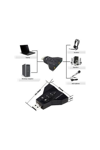 7.1 Virtual Sound 3D USB Ses Kartı Sound Card Laptop - Desktop