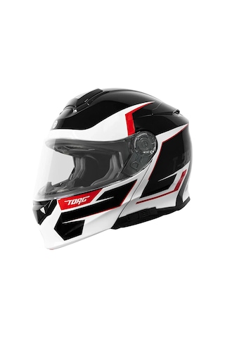 Torc T-28 Vertex Çene Açılır Motosiklet Kaskı Siyah Beyaz Kırmızı Siyah / Beyaz / Kırmızı