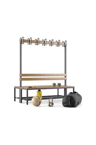 Ayakkabılıklı 4 Ayaklı Çift Taraflı Bank, 14 Kanca, 150x85x170 Cm, Spor Bankı Antrasit